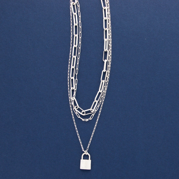 Padlock Necklace - Silvertone