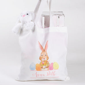 Bunny with Eggs Tote - Pink