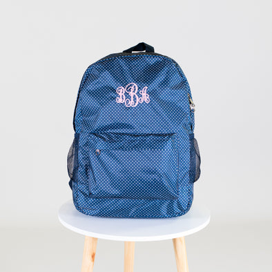 Polka Dot Backpack - Navy