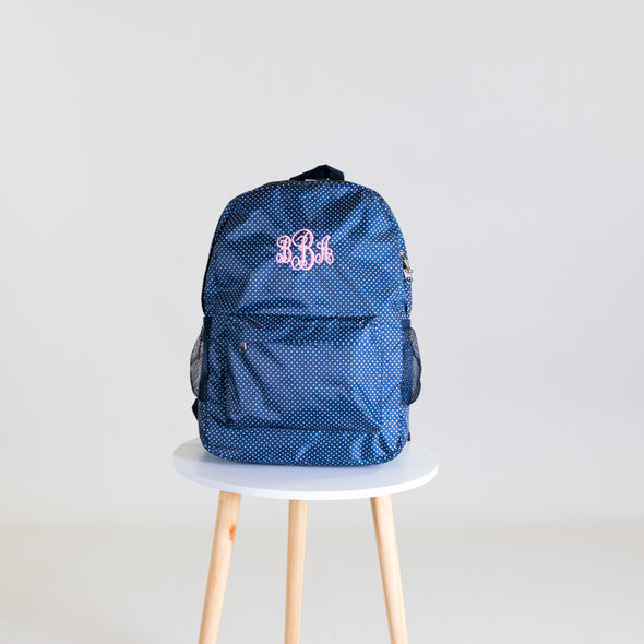 Polka Dot Backpack - Navy