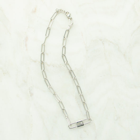 Lock Me Up Short Necklace - Silver