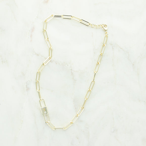 Lock Me Up Short Necklace - Gold