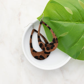 All About The Print Leopard Earrings - Dark Brown