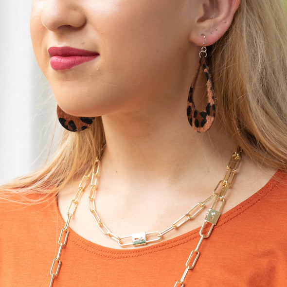 All About The Print Leopard Earrings - Dark Brown