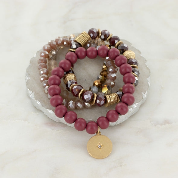 Just a Little Frosting Reversible Bracelet - Burgundy