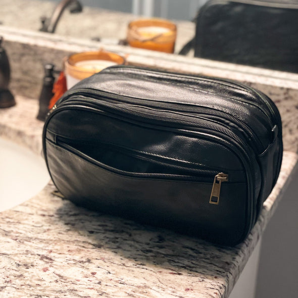 Embroidered Leather Dopp Kit