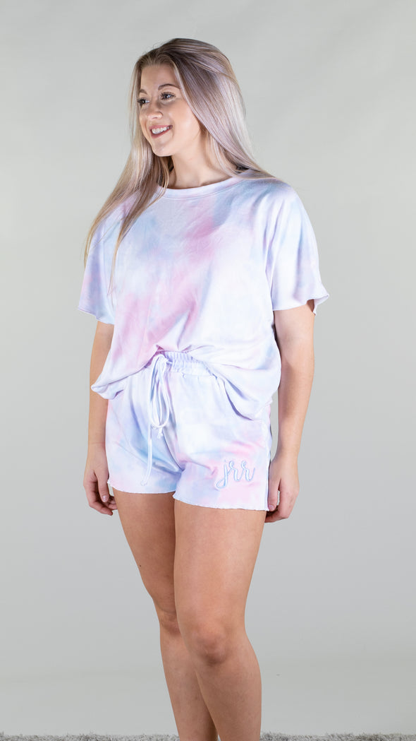 Tie Dye Short Sleeve Shorts Lounge Set