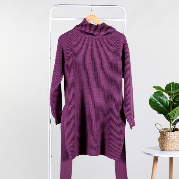 Just The Way Your Are Sweater Dress - Eggplant