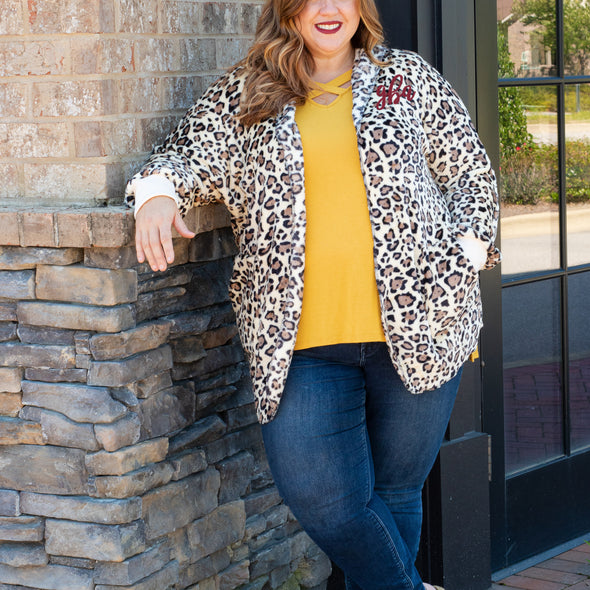 Stay With Me Plush Cardigan - Cheetah