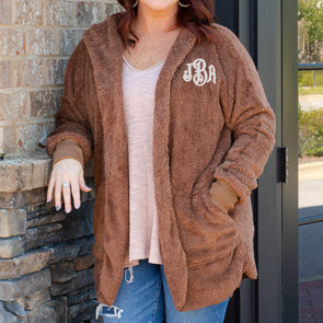 Stay With Me Plush Cardigan - Brown