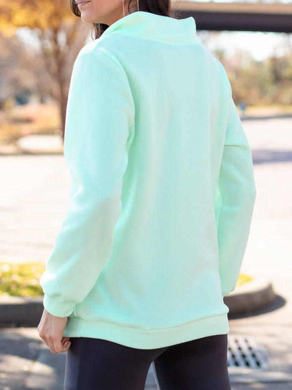 Chill Out Monogrammed Zip Pullover - Mint