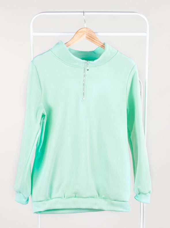 Chill Out Monogrammed Zip Pullover - Mint