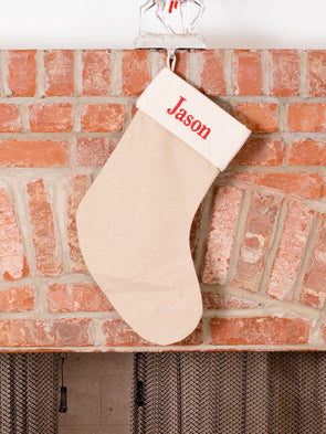 Natural & White Canvas Stocking