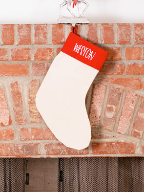 Linen & Red Canvas Stocking