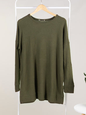 Confident and Carefree Round Neck Sweater - Tan