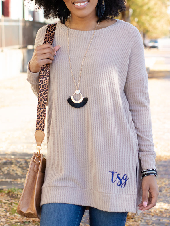 Confident and Carefree Round Neck Sweater - Royal