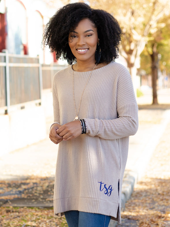 Confident and Carefree Round Neck Sweater - Royal