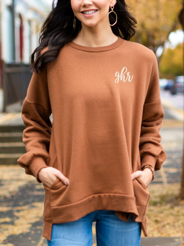 Cool Mornings, Chilly Nights Hi-Low Sweatshirt - Camel