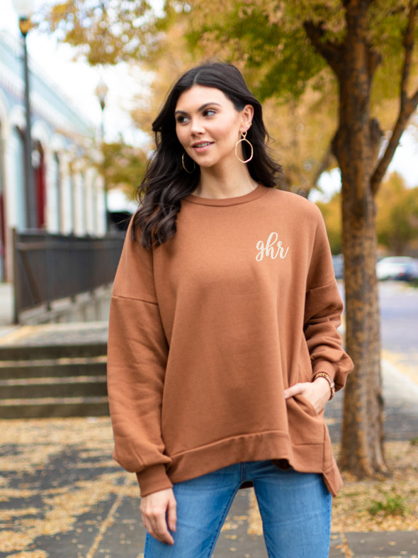 Cool Mornings, Chilly Nights Hi-Low Sweatshirt - Camel