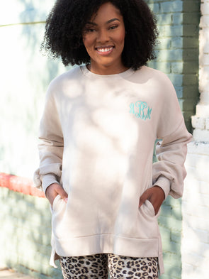 Cool Mornings, Chilly Nights Hi-Low Sweatshirt - Beige