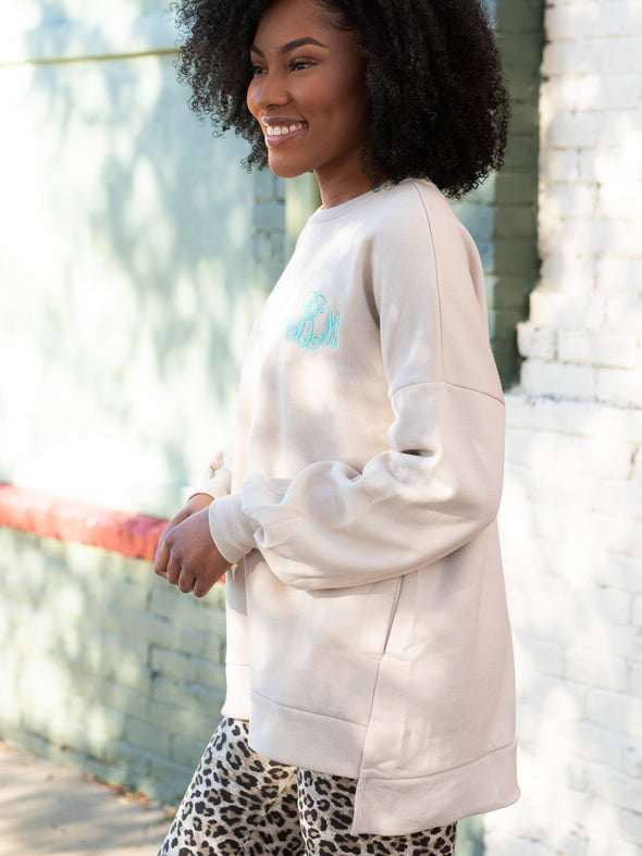 Cool Mornings, Chilly Nights Hi-Low Sweatshirt - Beige