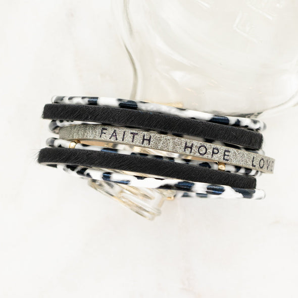 Faith Hope Love Bracelet - Brown