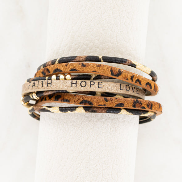 Faith Hope Love Bracelet - Black