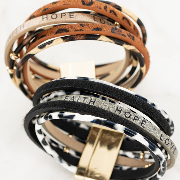 Faith Hope Love Bracelet - Brown