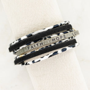 Faith Hope Love Bracelet - Black