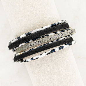 Faith Hope Love Bracelet - Brown