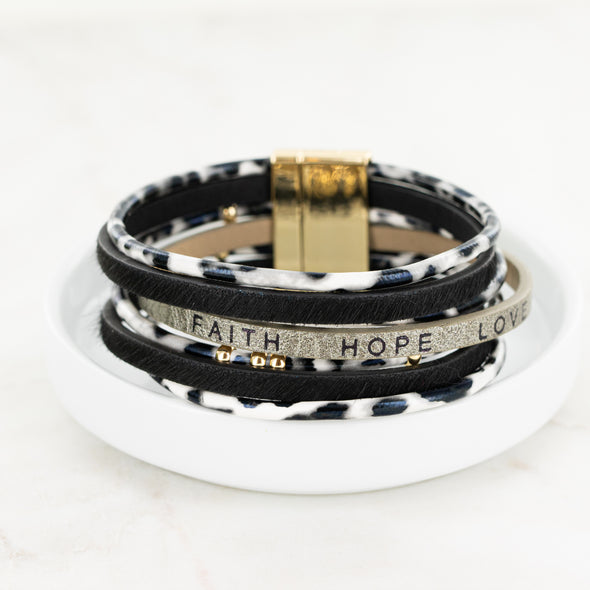 Faith Hope Love Bracelet - Black