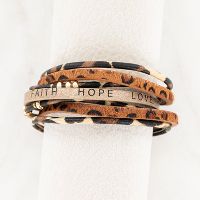 Faith Hope Love Bracelet - Brown