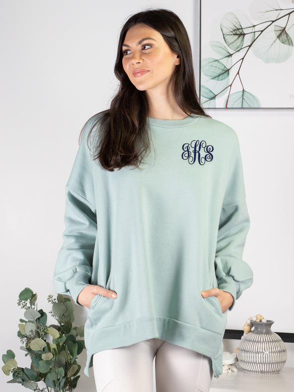 Cool Mornings, Chilly Nights Hi-Low Sweatshirt - Green