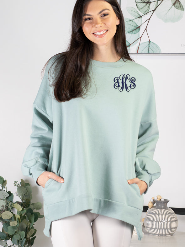 Cool Mornings, Chilly Nights Hi-Low Sweatshirt - Green