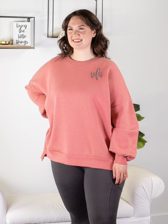 Cool Mornings, Chilly Nights Hi-Low Sweatshirt - Peach