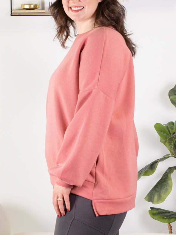 Cool Mornings, Chilly Nights Hi-Low Sweatshirt - Pink