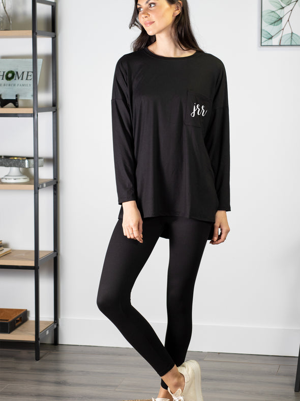 Time to Unwind Tunic & Leggings Set - Black