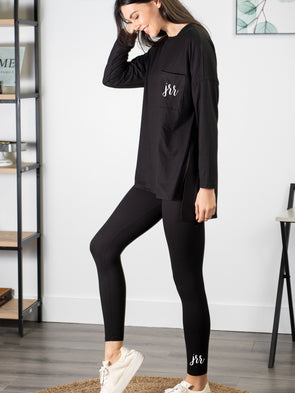 Time to Unwind Tunic & Leggings Set - Black