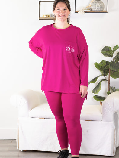 Time to Unwind Tunic & Leggings Set - Magenta