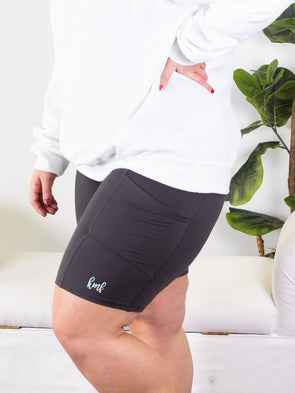 Keep Going Biker Shorts - Grey