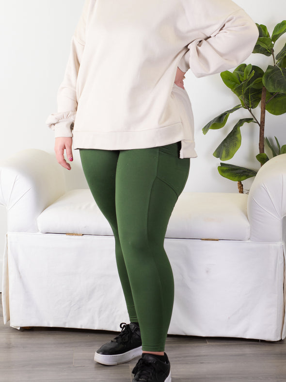 Crushing Goals Leggings - Olive