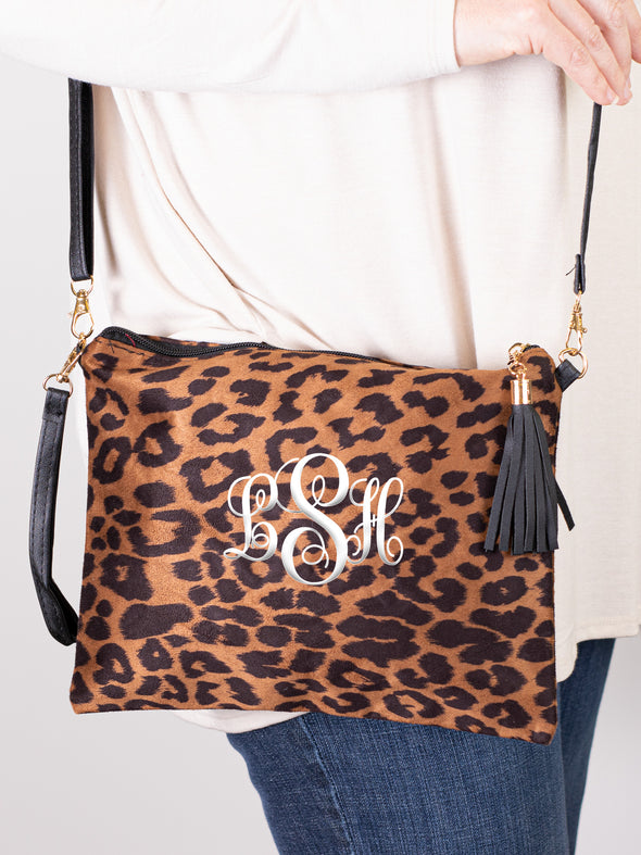 Take It To Go Crossbody/Clutch - Dark Brown Cheetah