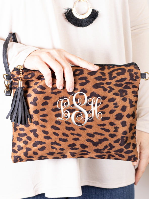 Take It To Go Crossbody/Clutch - Dark Brown Cheetah