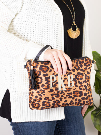 Take It To Go Crossbody/Clutch - Light Brown Cheetah