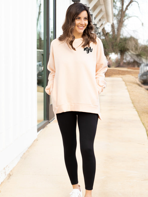 Cool Mornings, Chilly Nights Hi-Low Sweatshirt - Peach