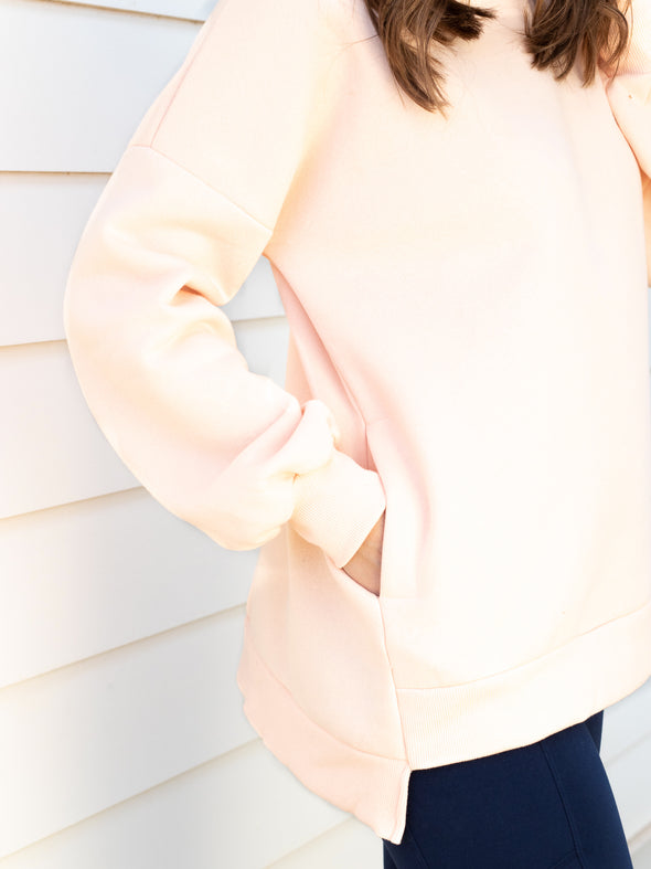 Cool Mornings, Chilly Nights Hi-Low Sweatshirt - Peach