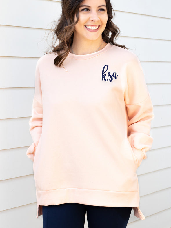 Cool Mornings, Chilly Nights Hi-Low Sweatshirt - Peach