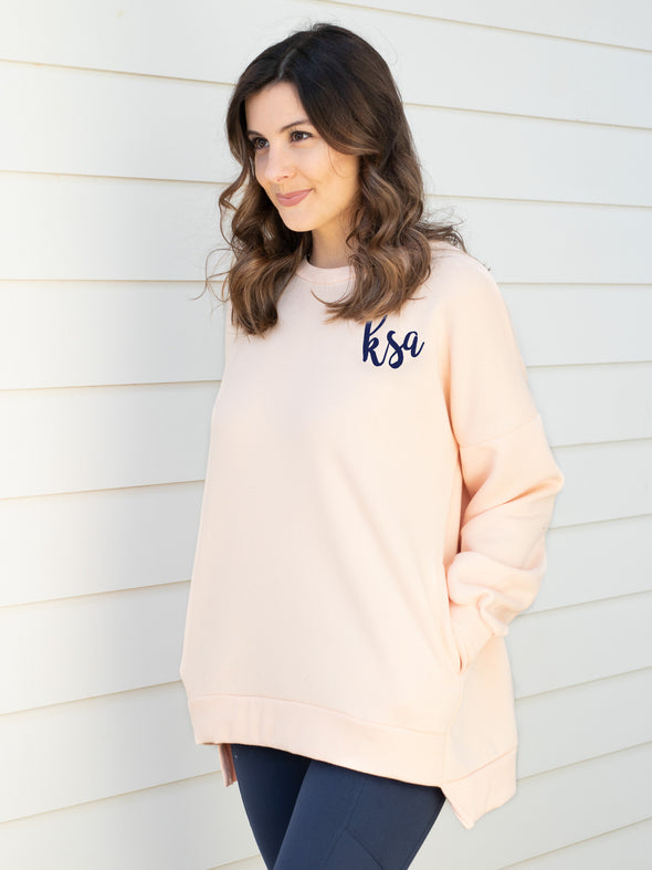 Cool Mornings, Chilly Nights Hi-Low Sweatshirt - Peach