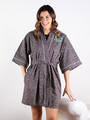 All Alone Kimono Robe - Navy Vine