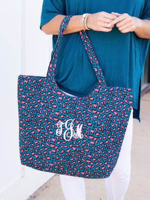 Consider It Done Leopard Tote Bag - Teal